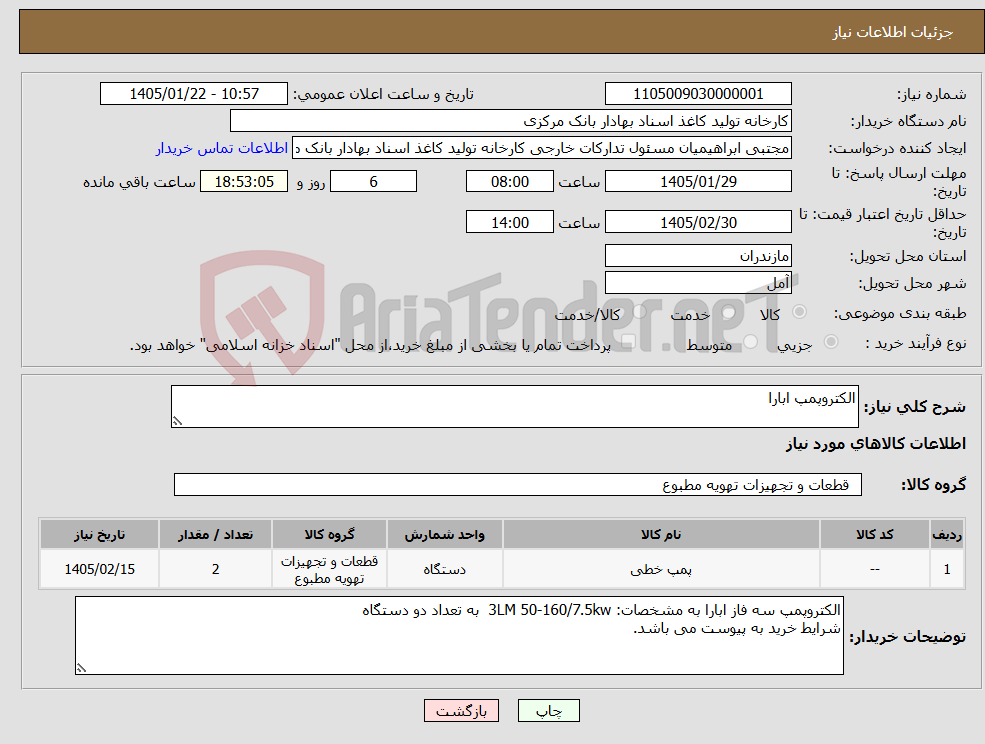 تصویر کوچک آگهی نیاز کالا-الکتروپمپ ابارا