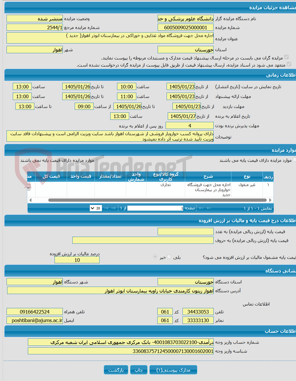 تصویر کوچک آگهی اجاره محل جهت فروشگاه مواد غذایی و خوراکی در بیمارستان ابوذر اهواز( جدید )