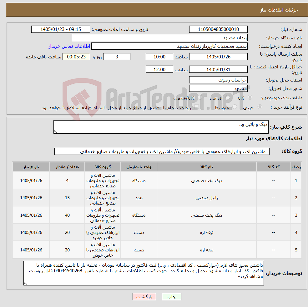 تصویر کوچک آگهی نیاز کالا-دیگ و پاتیل و.. 
