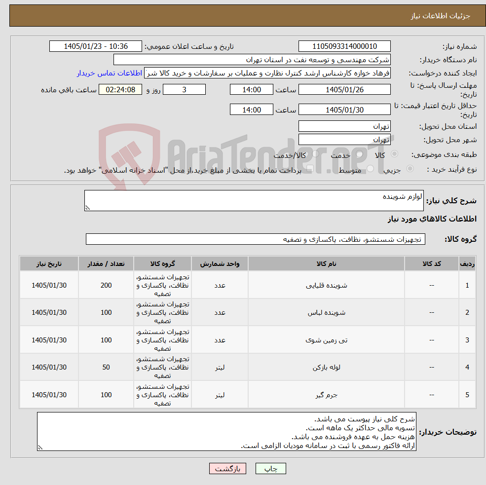 تصویر کوچک آگهی نیاز کالا-لوازم شوینده