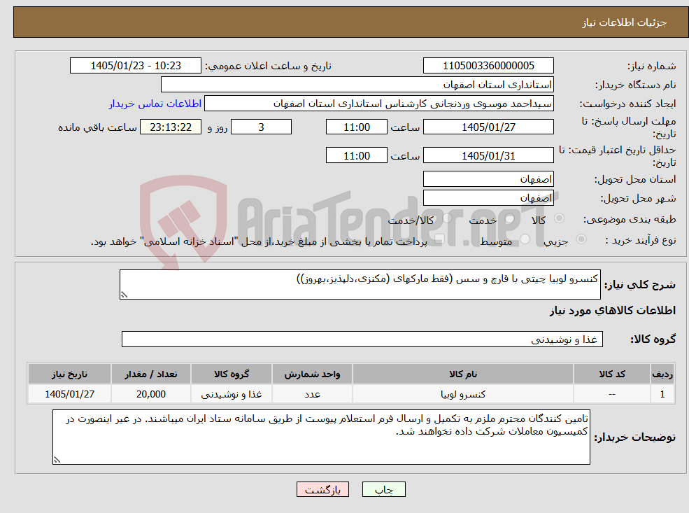 تصویر کوچک آگهی نیاز کالا-کنسرو لوبیا چیتی با قارچ و سس (فقط مارکهای (مکنزی،دلپذیز،بهروز))