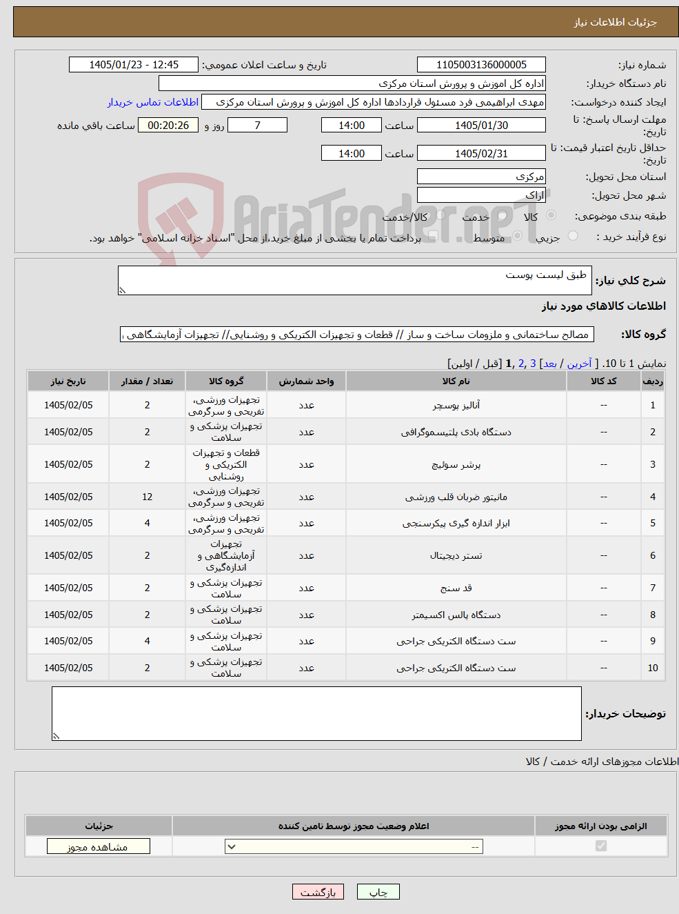 تصویر کوچک آگهی نیاز کالا- طبق لیست پوست