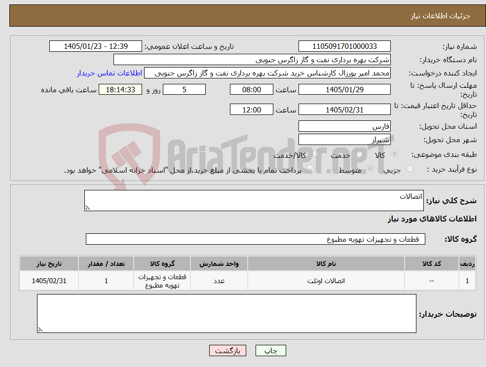 تصویر کوچک آگهی نیاز کالا-اتصالات