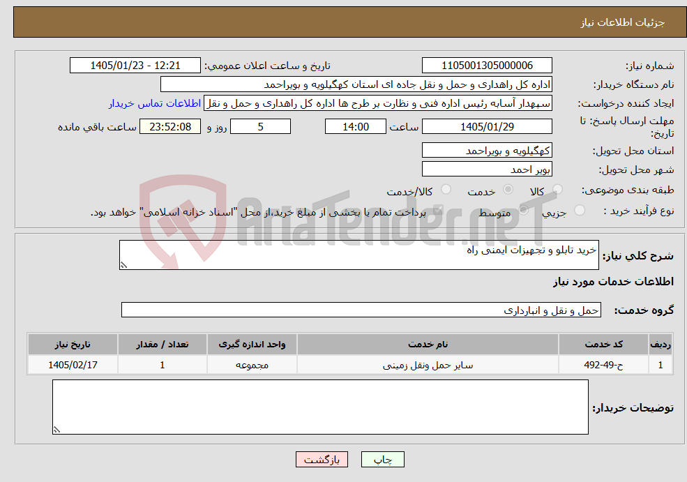 تصویر کوچک آگهی نیاز خدمات-خرید تابلو و تجهیزات ایمنی راه