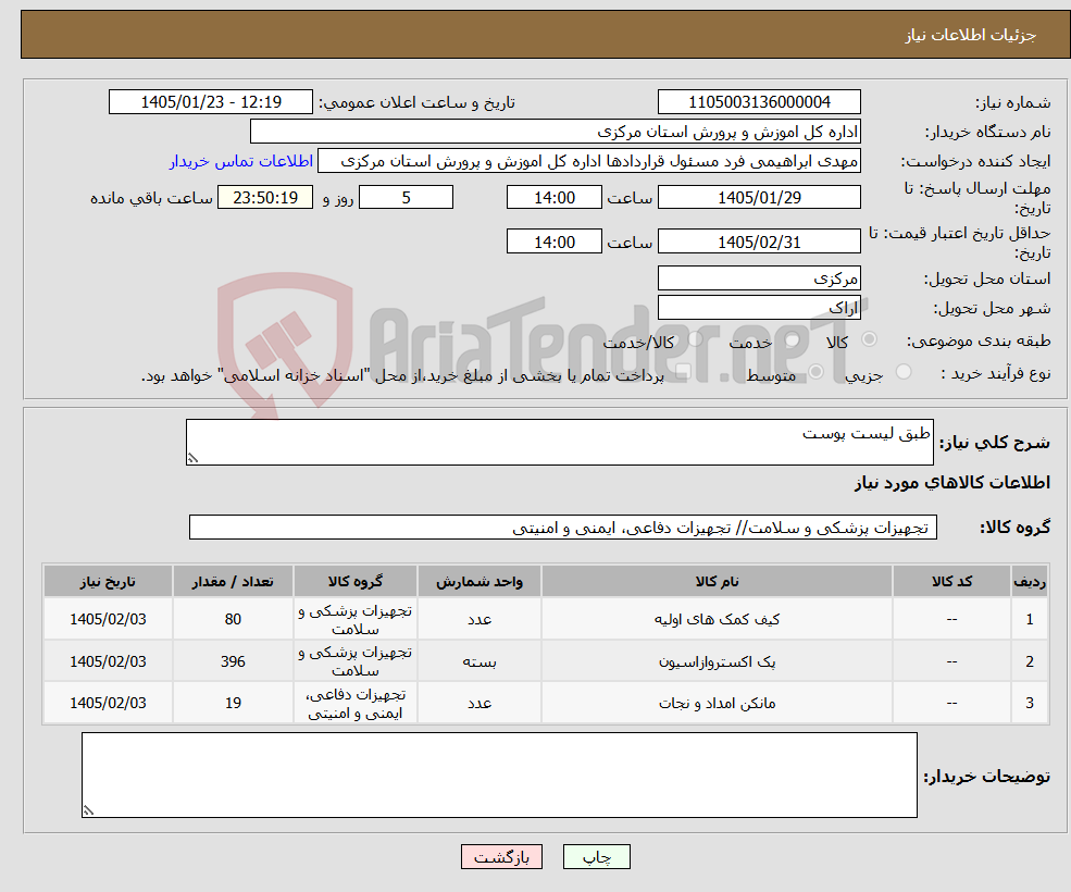 تصویر کوچک آگهی نیاز کالا-طبق لیست پوست 