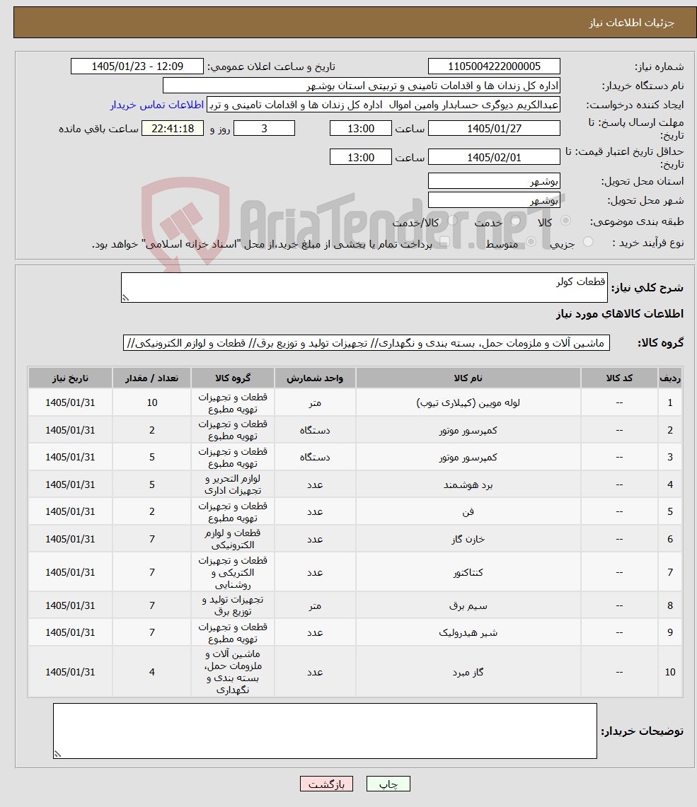 تصویر کوچک آگهی نیاز کالا-قطعات کولر