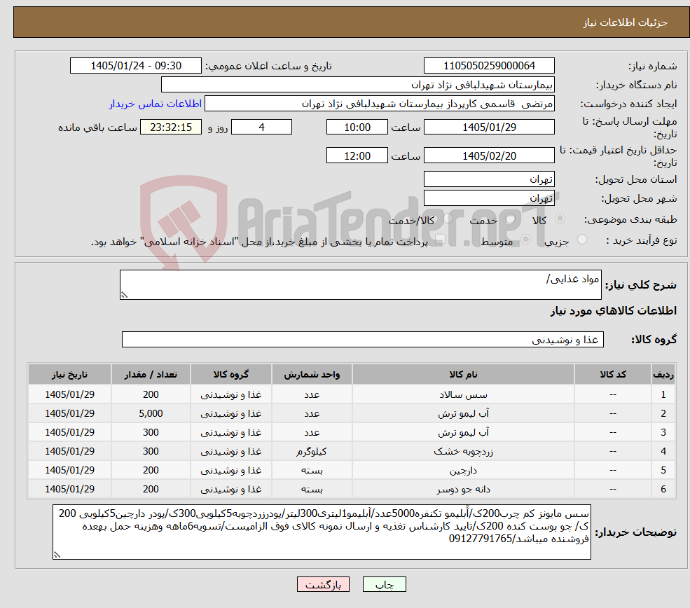 تصویر کوچک آگهی نیاز کالا-مواد غذایی/
