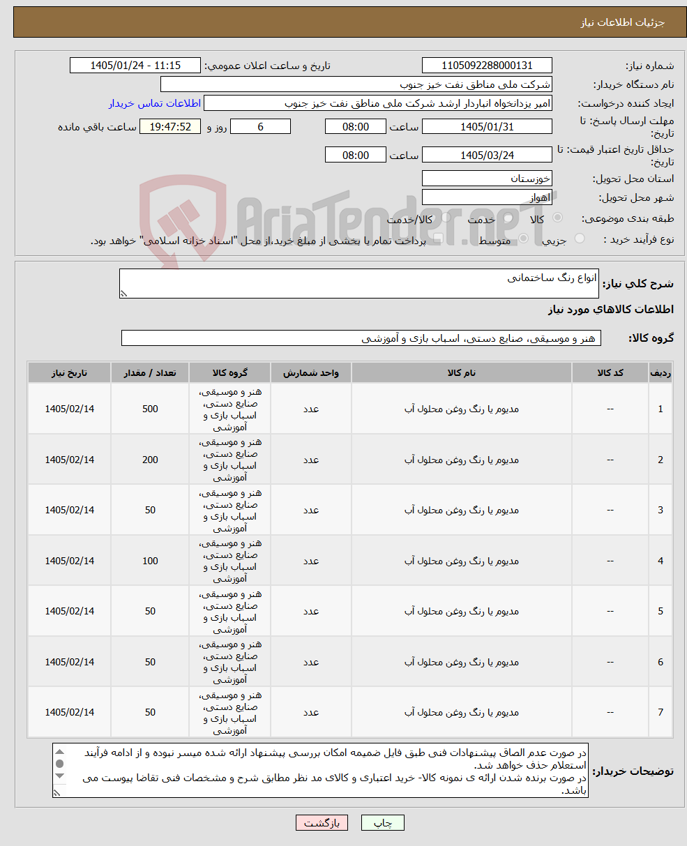 تصویر کوچک آگهی نیاز کالا-انواع رنگ ساختمانی