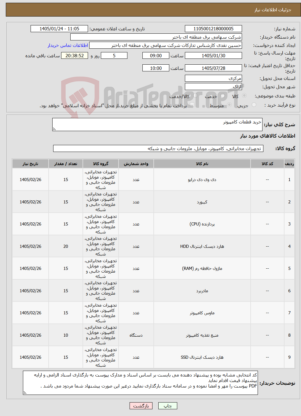 تصویر کوچک آگهی نیاز کالا-خرید قطعات کامپیوتر