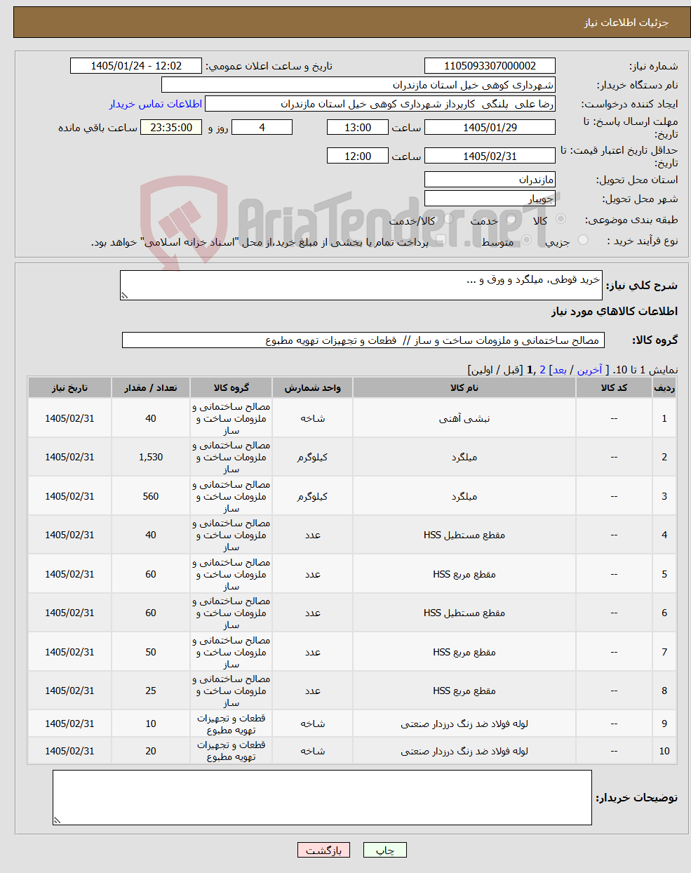 تصویر کوچک آگهی نیاز کالا-خرید قوطی، میلگرد و ورق و ...
