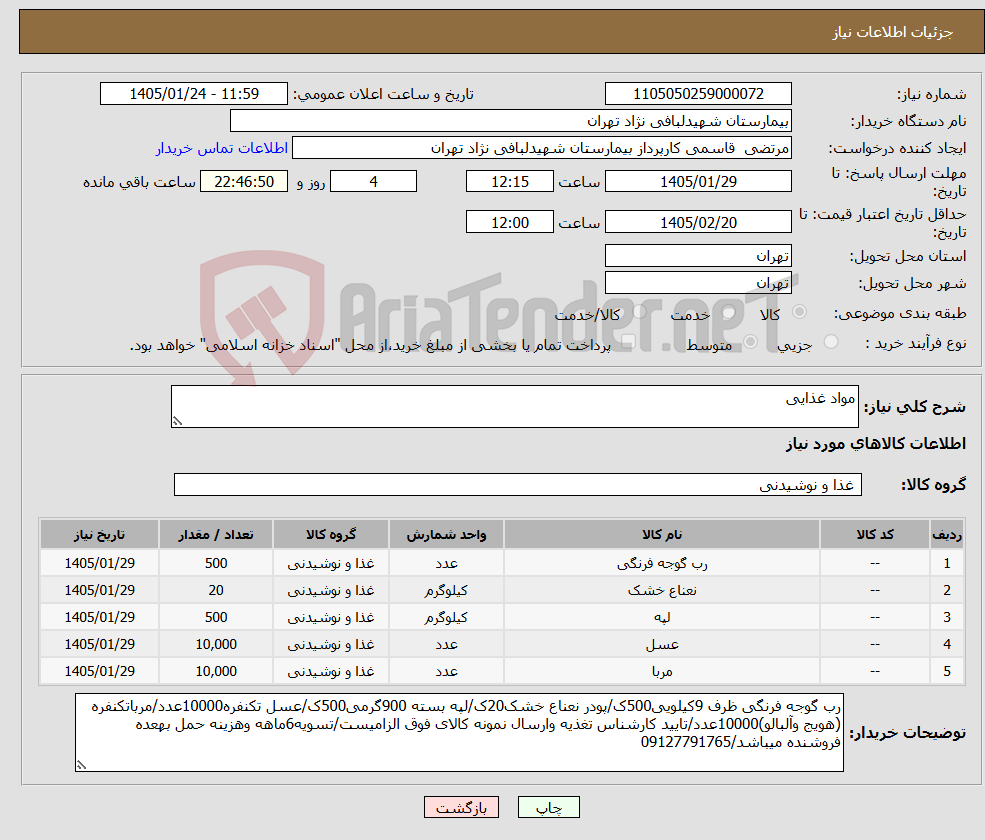 تصویر کوچک آگهی نیاز کالا-مواد غذایی