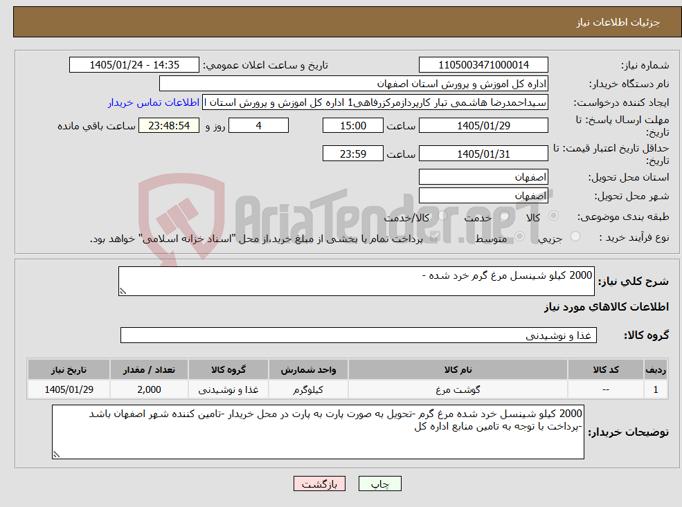 تصویر کوچک آگهی نیاز کالا-2000 کیلو شینسل مرغ گرم خرد شده -