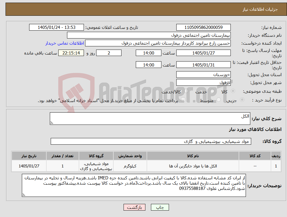 تصویر کوچک آگهی نیاز کالا-الکل