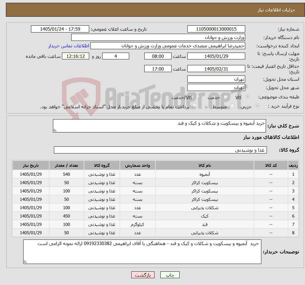 تصویر کوچک آگهی نیاز کالا-خرید آبمیوه و بیسکویت و شکلات و کیک و قند 