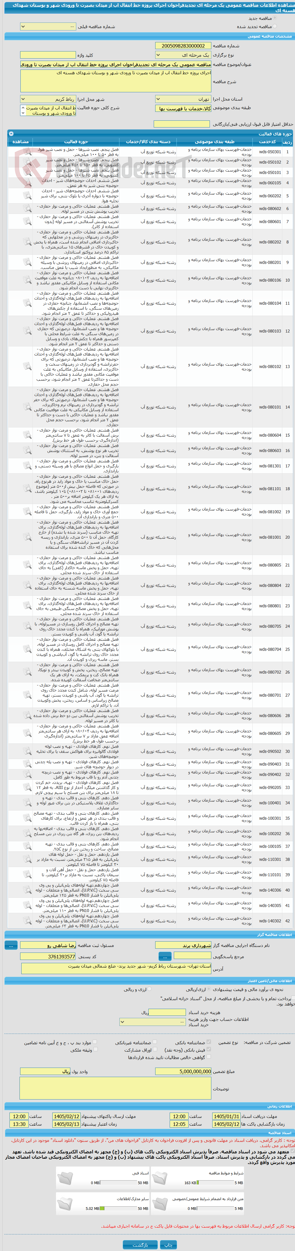 تصویر کوچک آگهی مناقصه عمومی یک مرحله ای تجدیدفراخوان اجرای پروژه خط انتقال اب از میدان بصیرت تا ورودی شهر و بوستان شهدای هسته ای