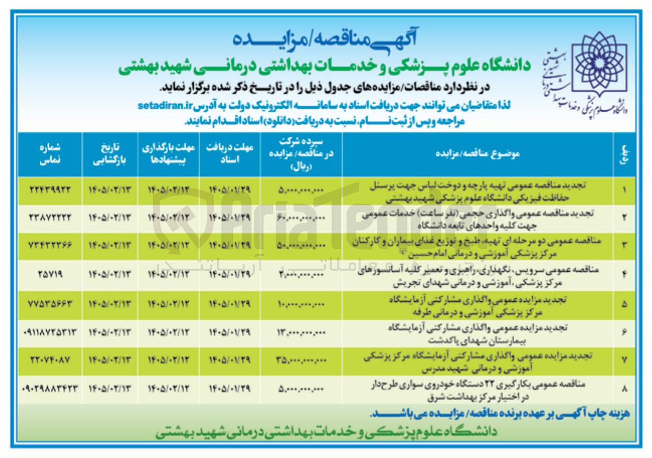 تصویر کوچک آگهی بکارگیری ۲۲ دستگاه خودروی سواری طرح دار در اختیار مرکز بهداشت شرق