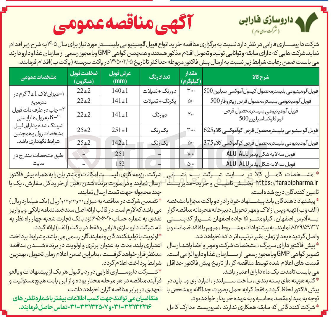 تصویر کوچک آگهی فویل آلومینیومی بلیستر محصول قرص زيترو فار 500 