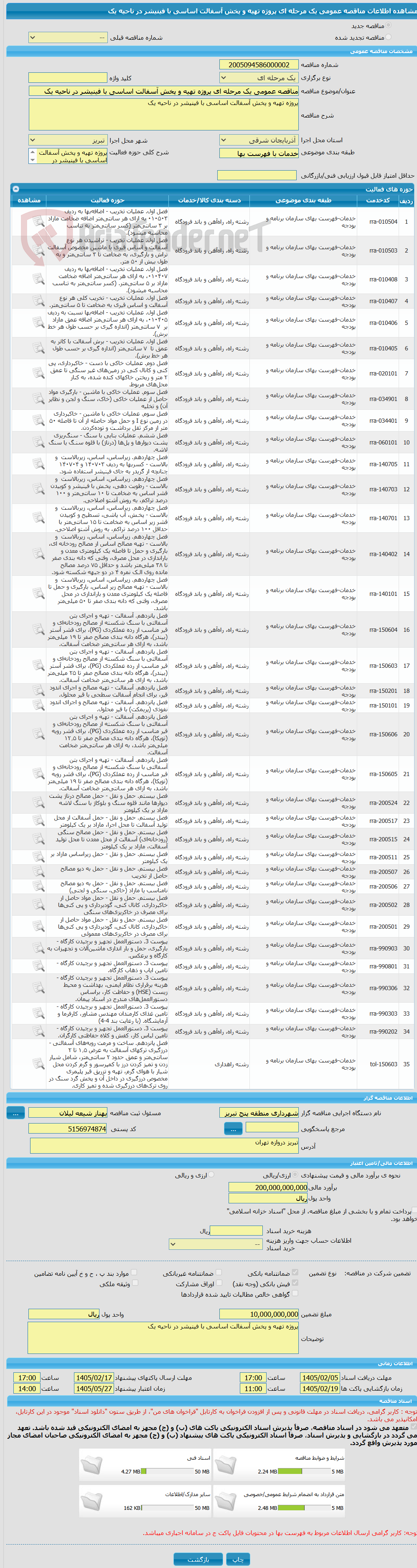 تصویر کوچک آگهی مناقصه عمومی یک مرحله ای پروژه تهیه و پخش آسفالت اساسی با فینیشر در ناحیه یک