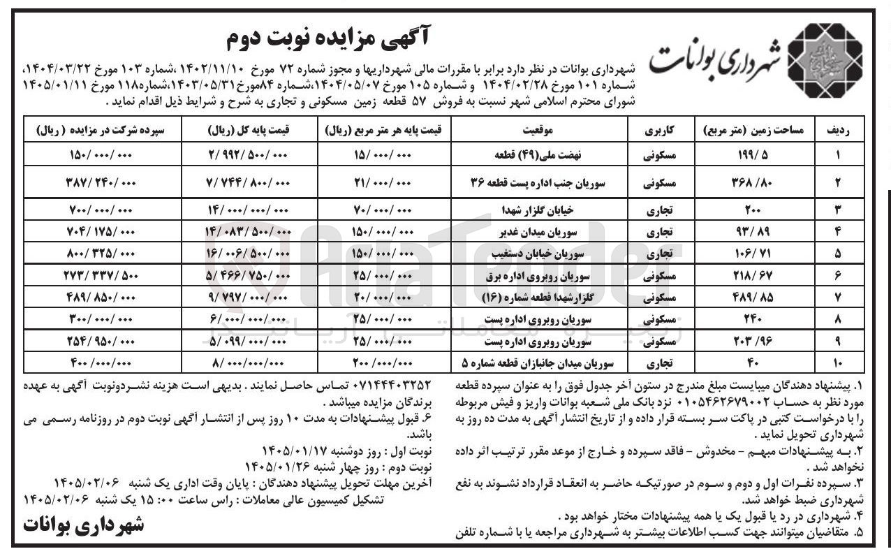 تصویر کوچک آگهی  فروش ۵۷ قطعه زمین مسکونی و تجاری ب