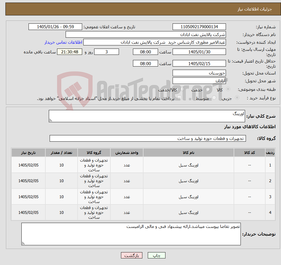 تصویر کوچک آگهی نیاز کالا-اورینگ