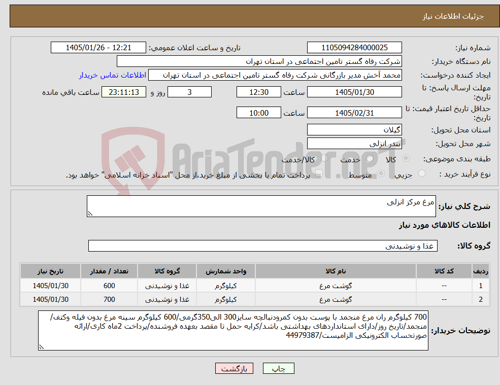 تصویر کوچک آگهی نیاز کالا-مرغ مرکز انزلی