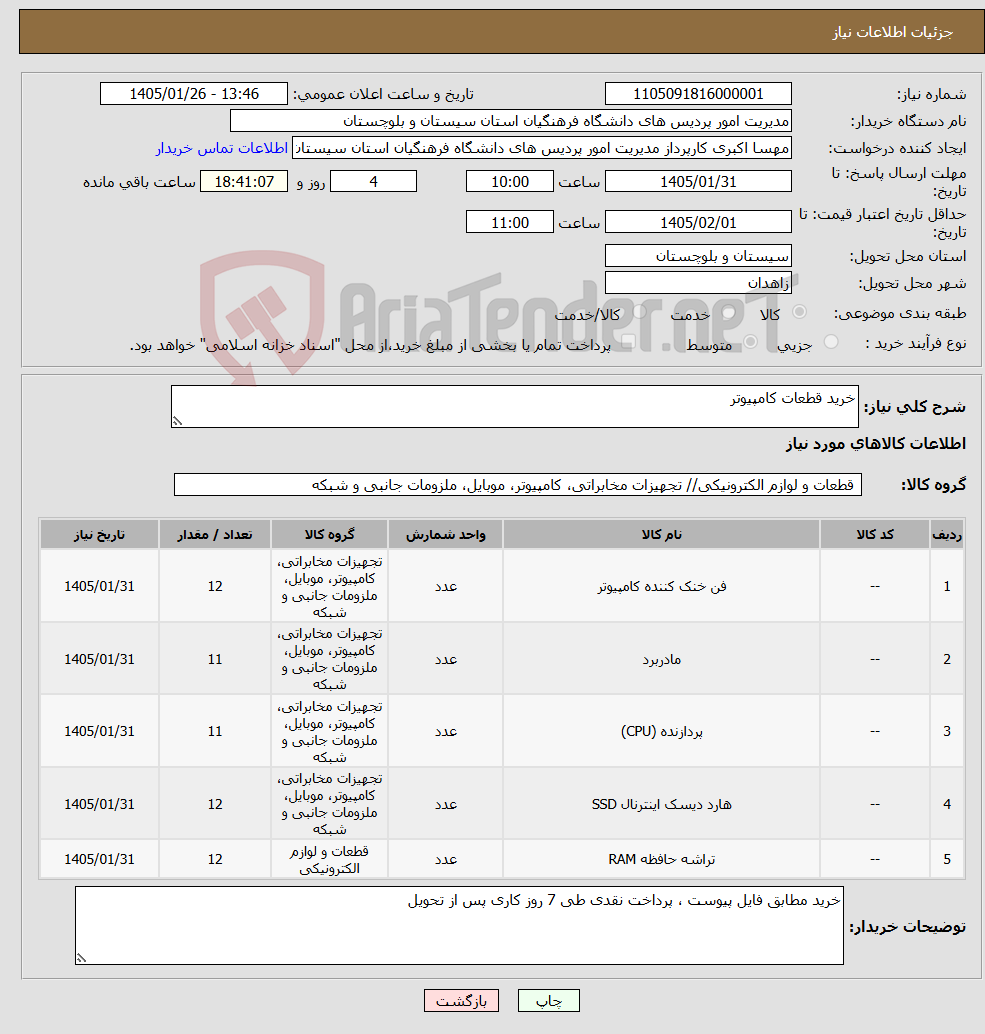 تصویر کوچک آگهی نیاز کالا-خرید قطعات کامپیوتر