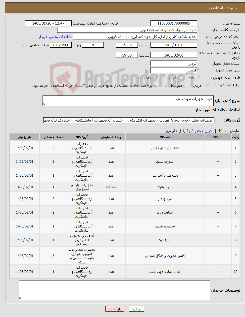 تصویر کوچک آگهی نیاز کالا-خرید تجهیزات مهندسی 