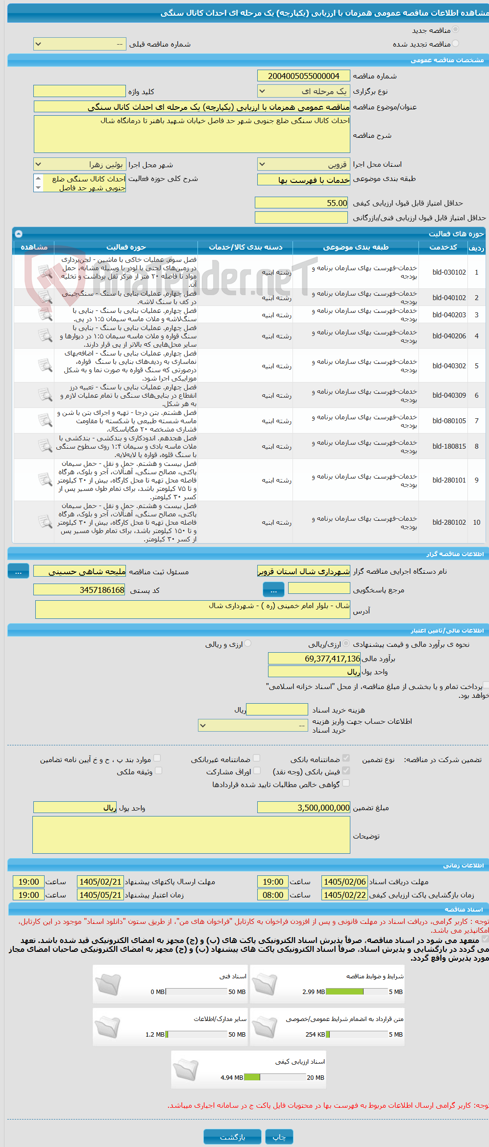 تصویر کوچک آگهی مناقصه عمومی همزمان با ارزیابی (یکپارچه) یک مرحله ای احداث کانال سنگی 