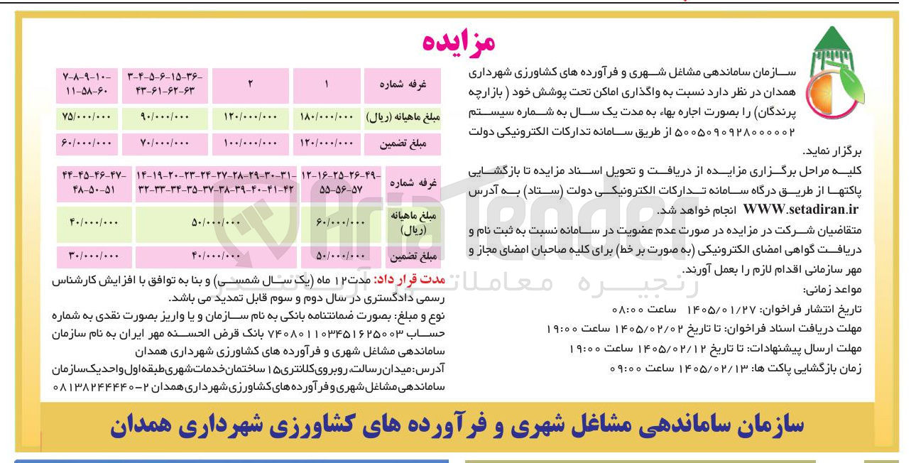 تصویر کوچک آگهی واگذاری اماکن تحت پوشش خود ) بازارچه پرندگان را بصورت اجاره ب