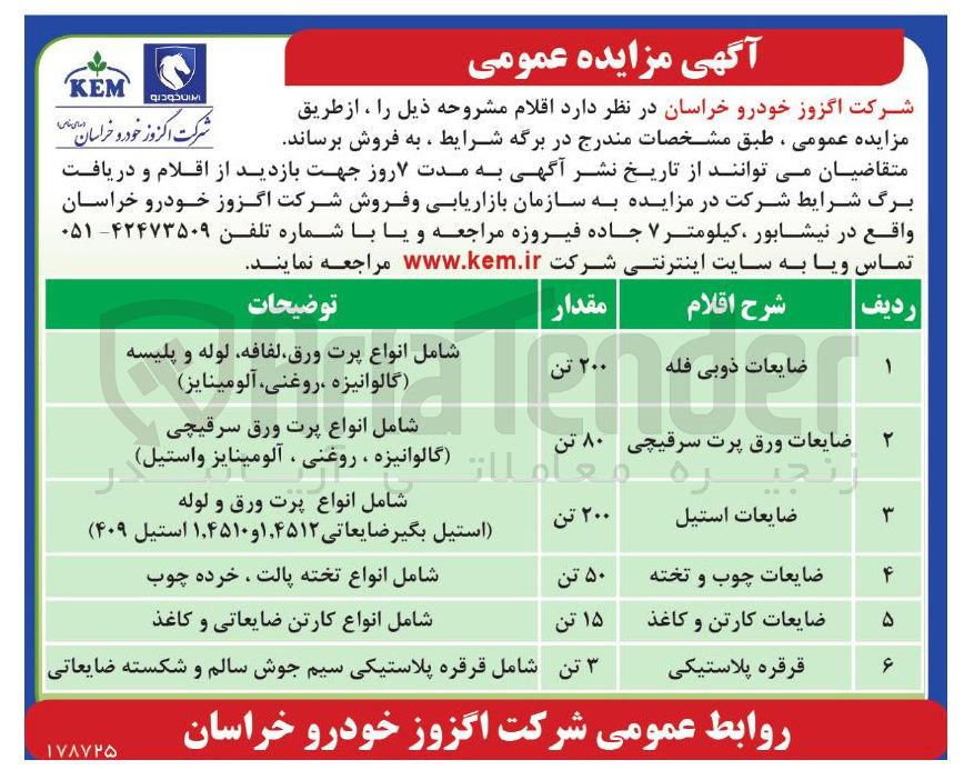 تصویر کوچک آگهی ضایعات ورق پرت سرقیچی ۸۰ تن