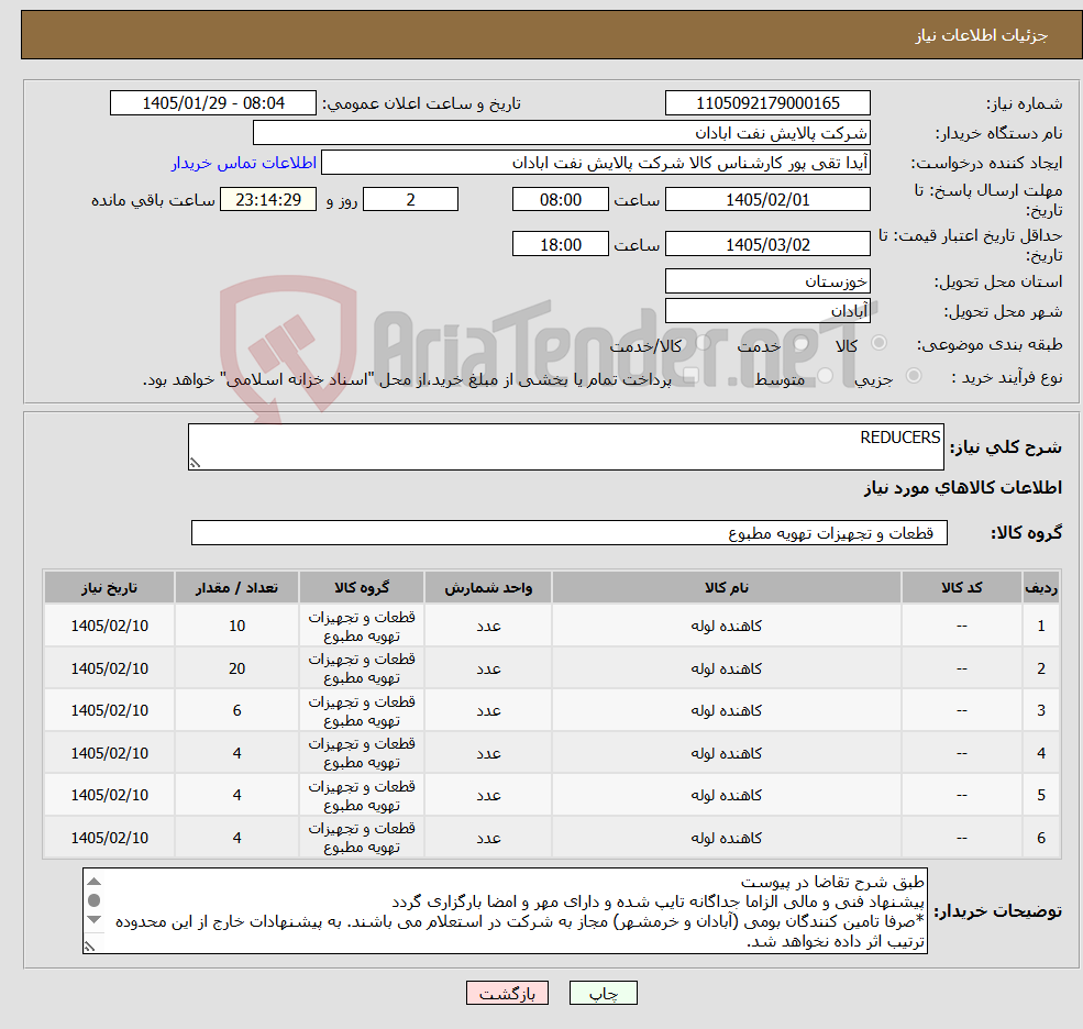 تصویر کوچک آگهی نیاز کالا-REDUCERS
