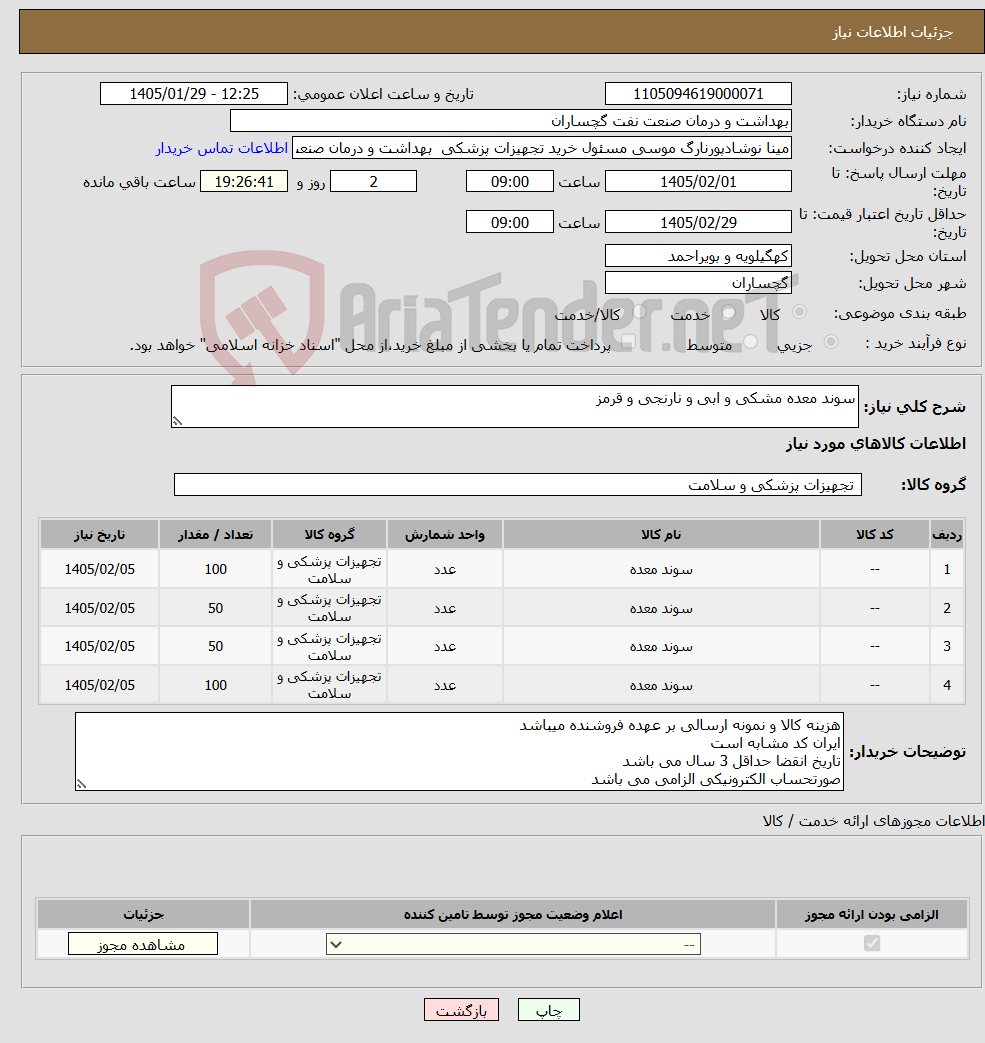 تصویر کوچک آگهی نیاز کالا-سوند معده مشکی و ابی و نارنجی و قرمز