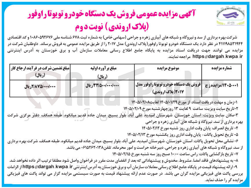 تصویر کوچک آگهی فروش یک دستگاه خودرو تویوتا راوفور