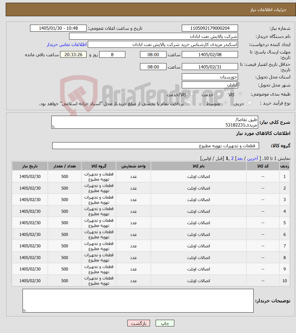 تصویر کوچک آگهی نیاز کالا-طبق تقاضا/ مریدی53182231