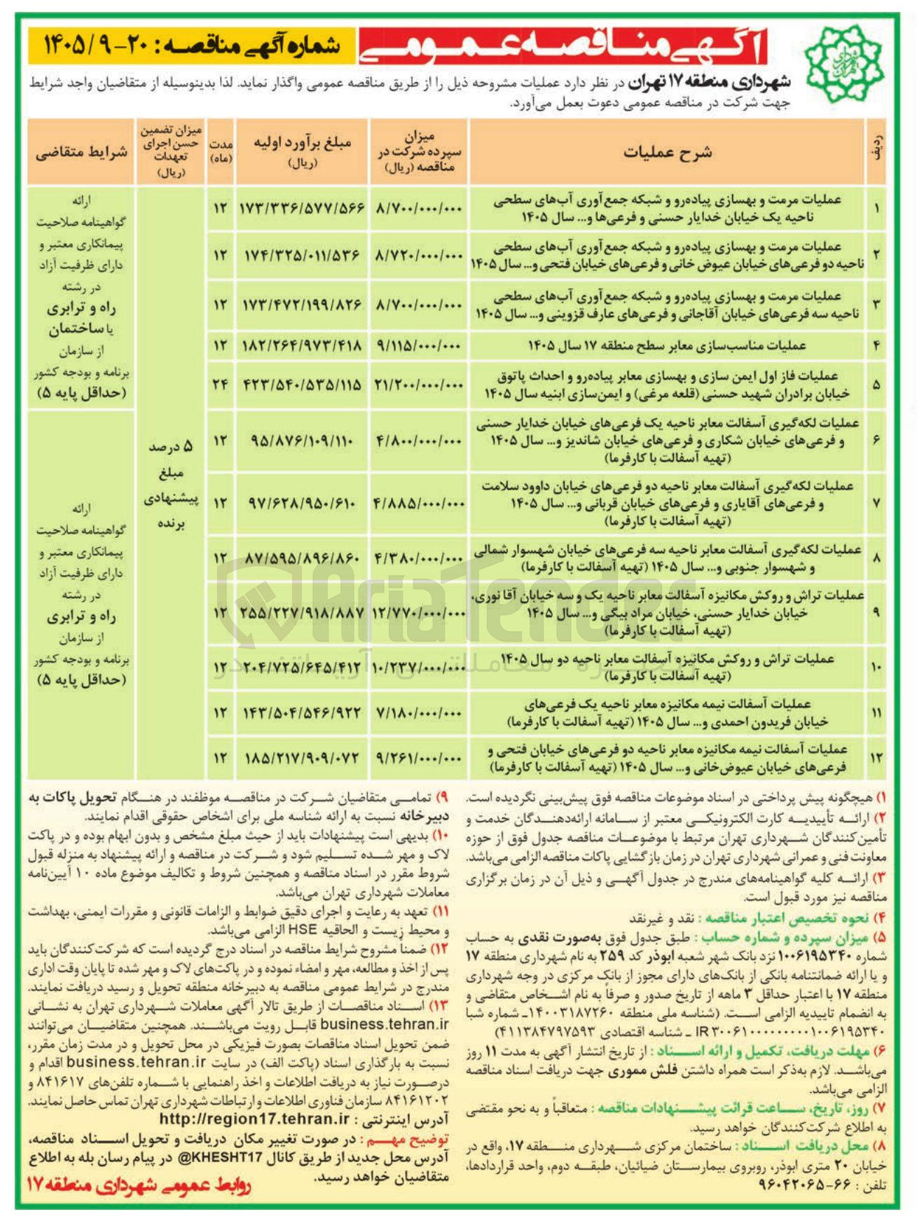 تصویر کوچک آگهی عملیات لکه گیری آسفالت معابر 