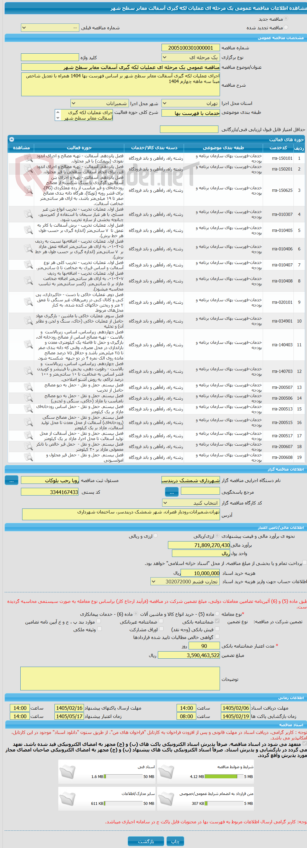 تصویر کوچک آگهی مناقصه عمومی یک مرحله ای عملیات لکه گیری آسفالت معابر سطح شهر