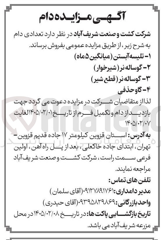 تصویر کوچک آگهی فروش تعدادی دام