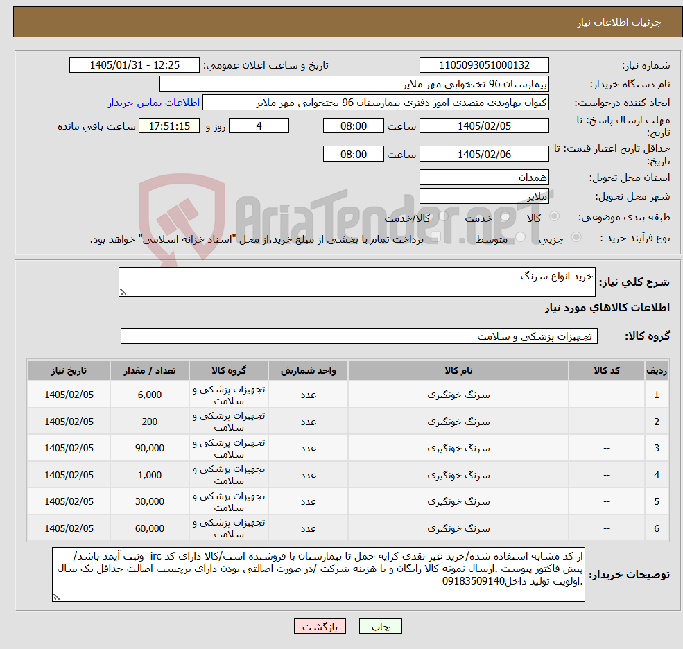 تصویر کوچک آگهی نیاز کالا-خرید انواع سرنگ