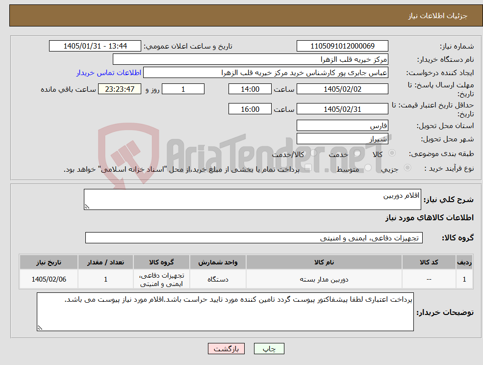 تصویر کوچک آگهی نیاز کالا-اقلام دوربین