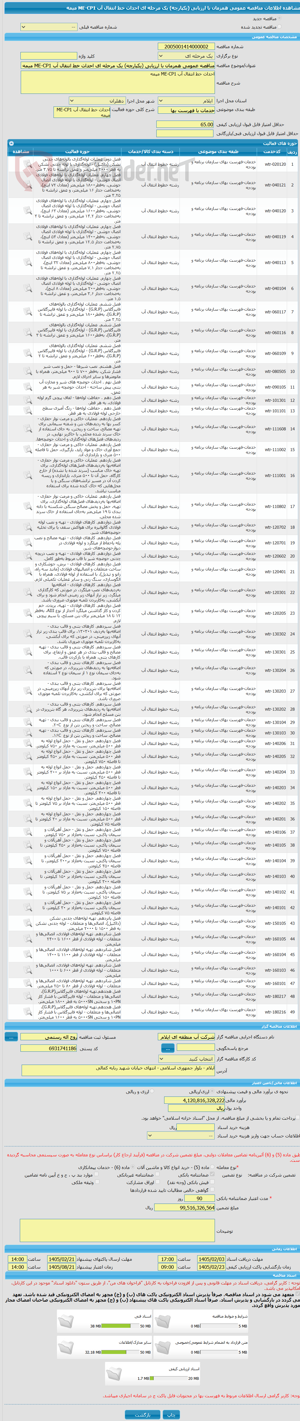 تصویر کوچک آگهی مناقصه عمومی همزمان با ارزیابی (یکپارچه) یک مرحله ای احداث خط انتقال آب ME-CP1 میمه 