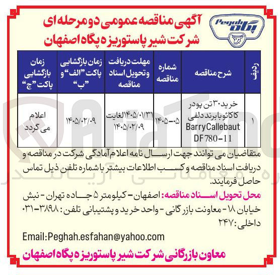 تصویر کوچک آگهی خرید ۳۰ تن پودر کاکائو با برند دلفی 
