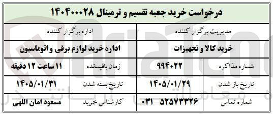 تصویر کوچک آگهی خرید جعبه تقسیم و ترمینال