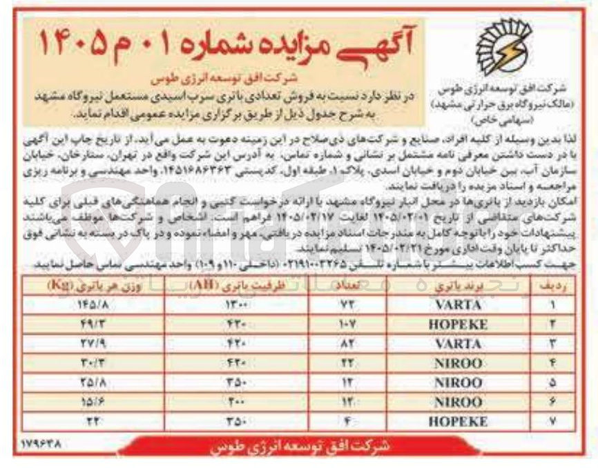 تصویر کوچک آگهی فروش تعدادی باتری سرب اسیدی مستعمل