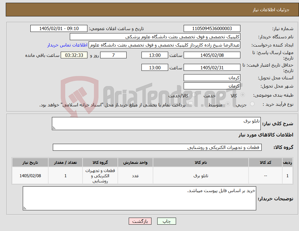 تصویر کوچک آگهی نیاز کالا-تابلو برق