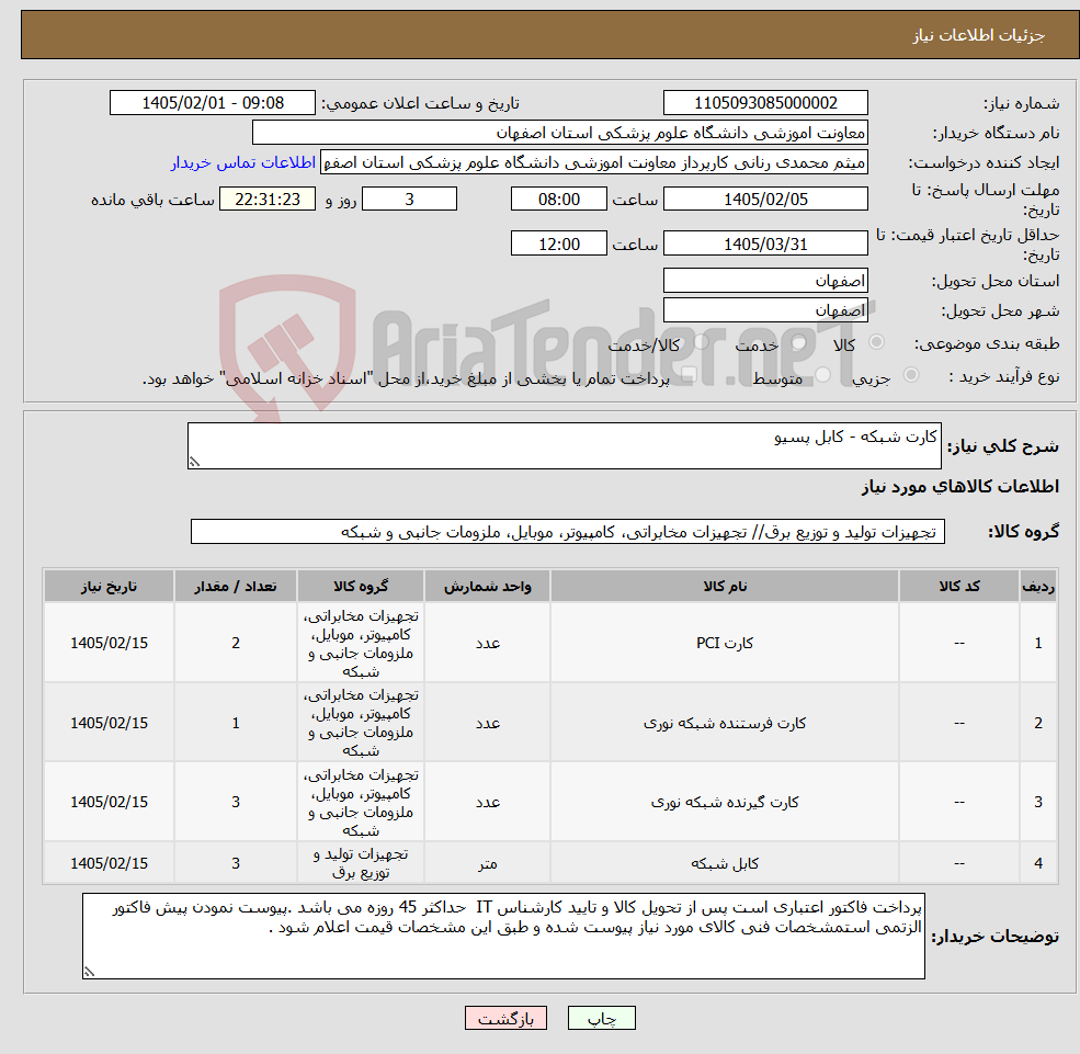 تصویر کوچک آگهی نیاز کالا-کارت شبکه - کابل پسیو 
