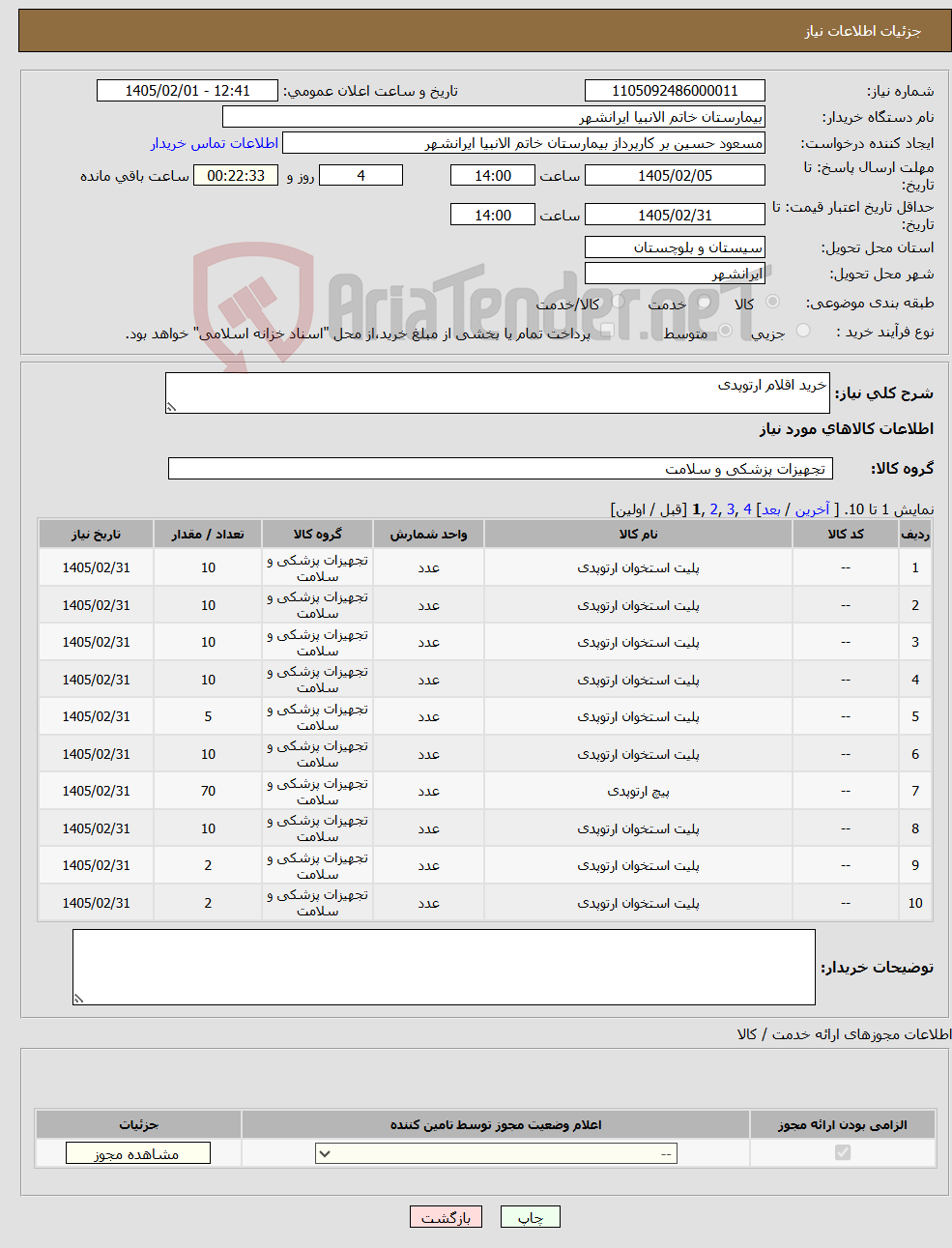 تصویر کوچک آگهی نیاز کالا-خرید اقلام ارتوپدی