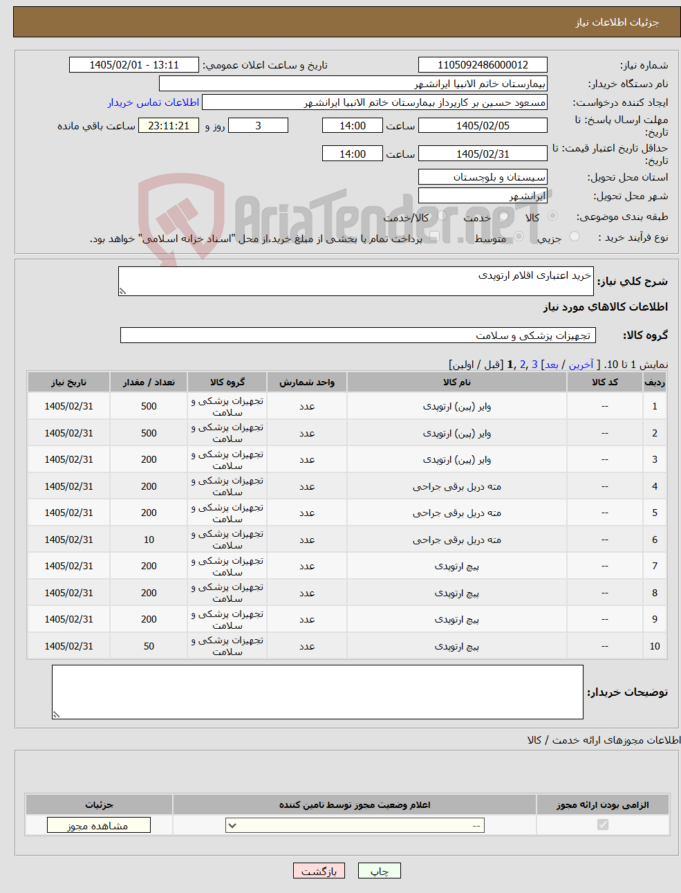 تصویر کوچک آگهی نیاز کالا-خرید اعتباری اقلام ارتوپدی