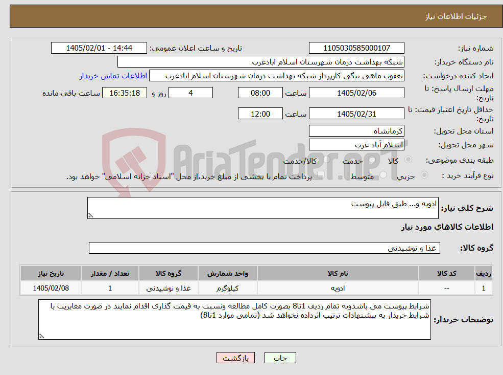تصویر کوچک آگهی نیاز کالا-ادویه و... طبق فایل پیوست