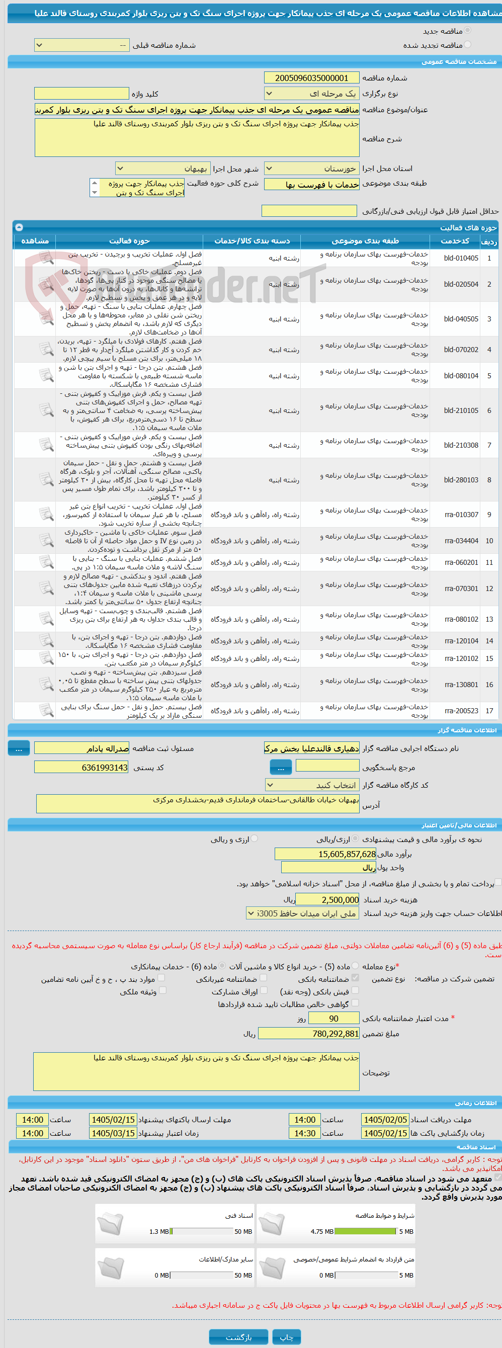 تصویر کوچک آگهی مناقصه عمومی یک مرحله ای جذب پیمانکار جهت پروژه اجرای سنگ تک و بتن ریزی بلوار کمربندی روستای قالند علیا