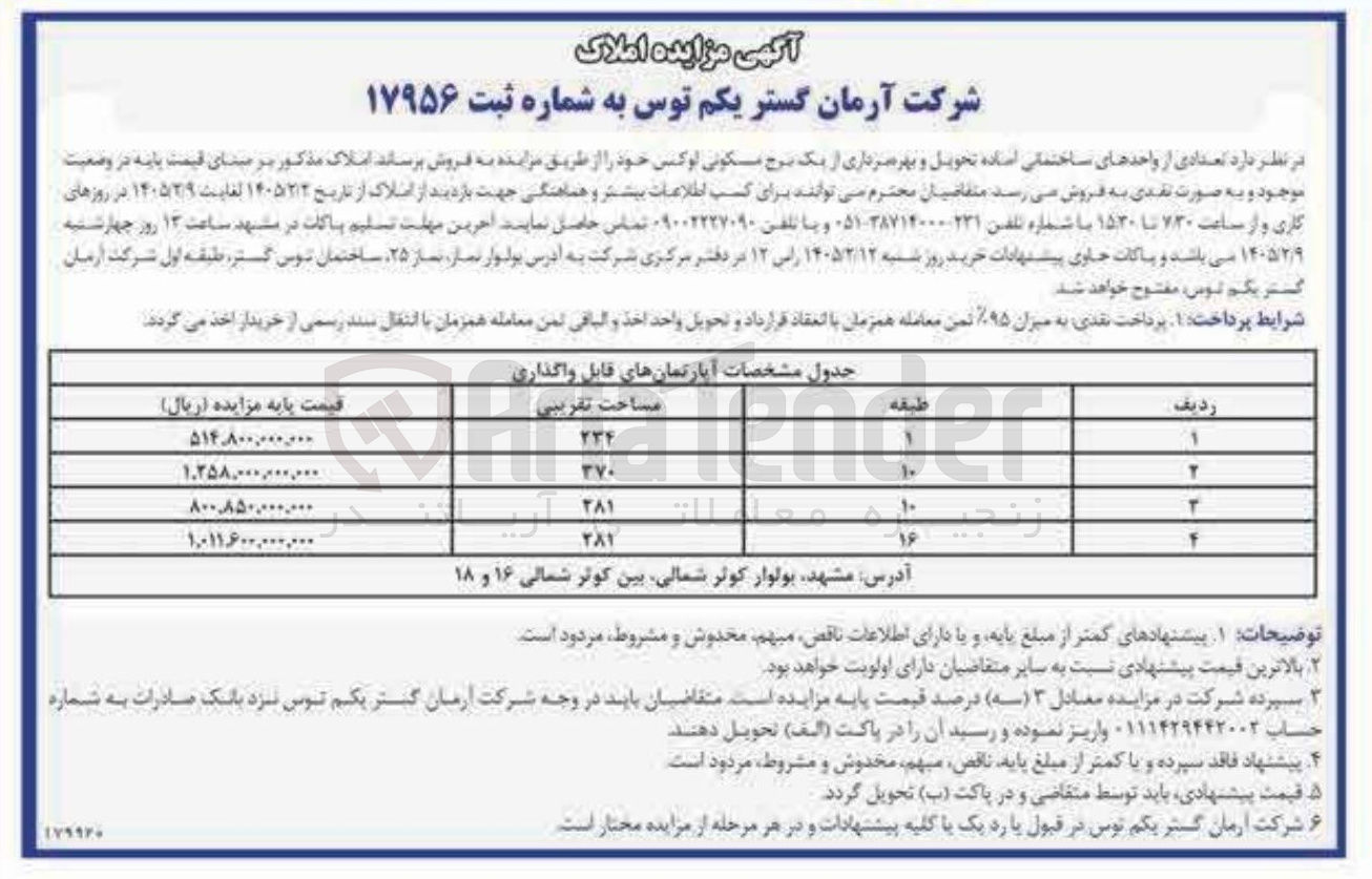 تصویر کوچک آگهی فروش تعدادی از واحدهای ساختمانی